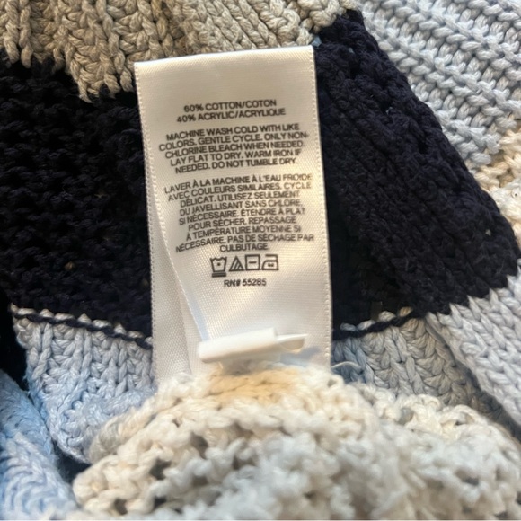 Express Woman’s Varsity V-Neck Sweater. White and blue. Size small. - Picture 6 of 6